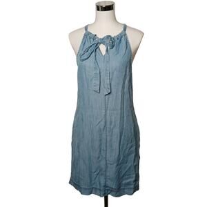 Kut From The Kloth Denim Chambray Pockets Halter Mini Dress Size 10